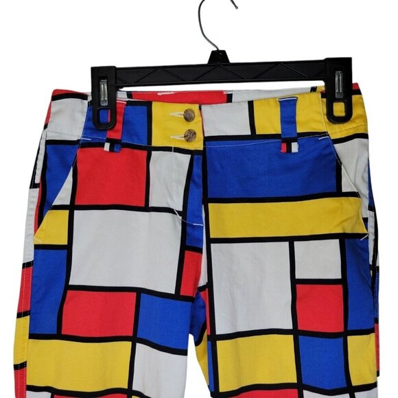 Loudmouth Capri Pants Womens Sz 2 Bold Multi Colorblock AOP Artsy Golf Golfing - Picture 4 of 11